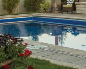 backyard leisure destination with fiberglass pool in Lake in the Hills IL