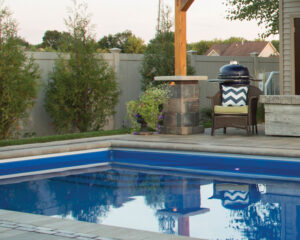 modern residential poolscape design for lake in the Hills homeowners