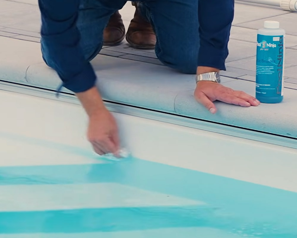 how to clean fiberglass pool shell waterline scum line Sonco Pools